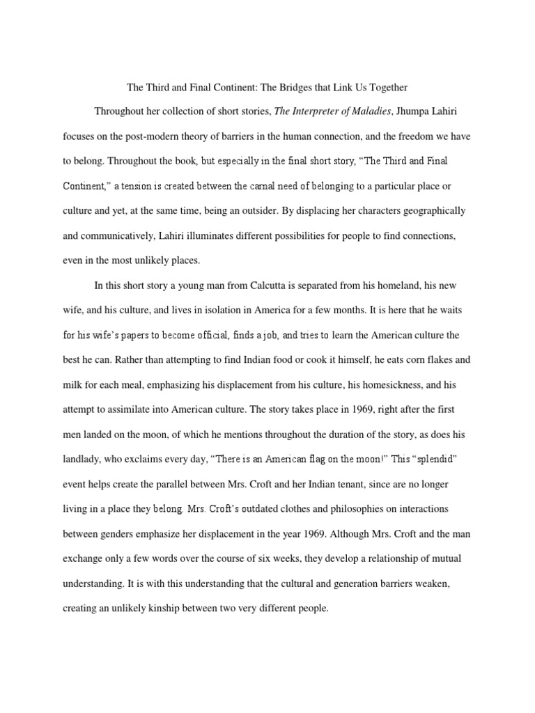 the third and final continent essay the third and final continent by jhumpa lahiri in hindi